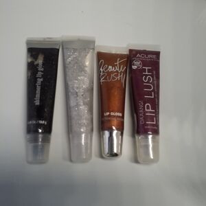 LIP GLOSS BUNDLE OF 4 GLITTER Black Silver Berry Bronze